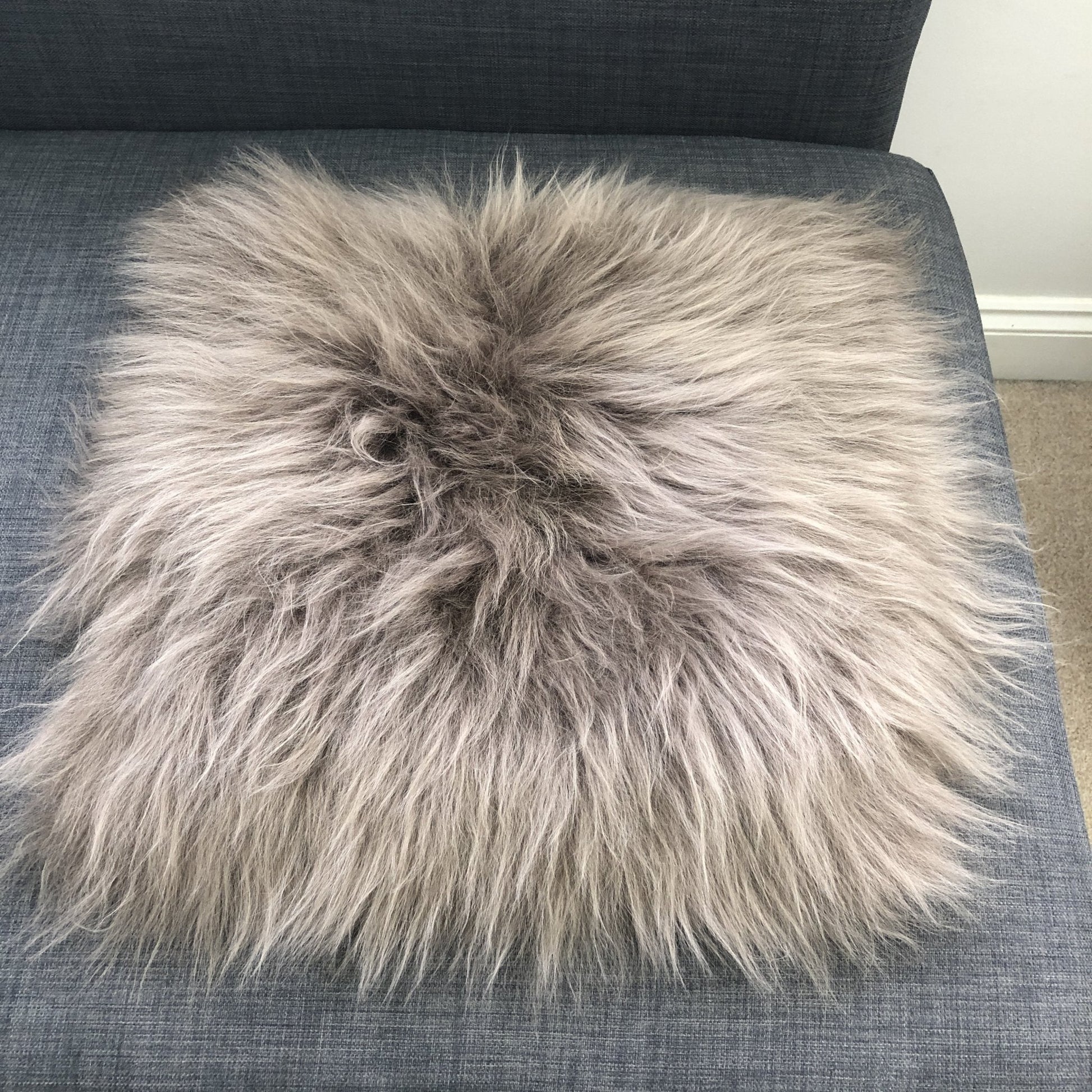 Icelandic Sheepskin Square Seat Cover 37cm Taupe - ScentiMelti Home Fragrance, Beauty & Gifts UK