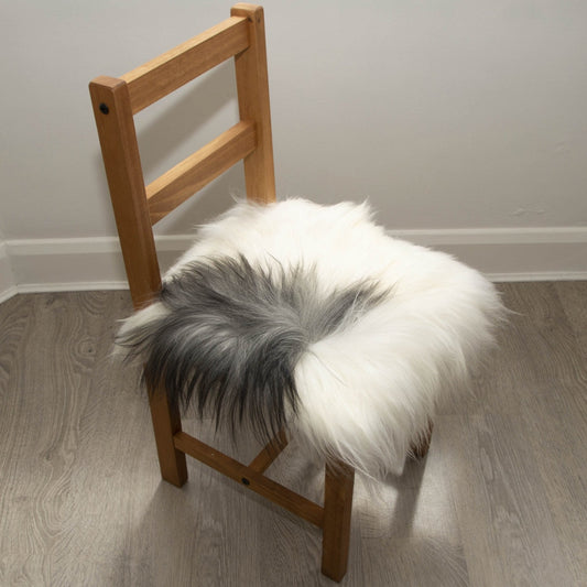 Icelandic Sheepskin Square Seat Cover 37cm White & Natural Grey - ScentiMelti Home Fragrance, Beauty & Gifts UK