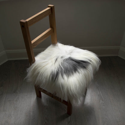 Icelandic Sheepskin Square Seat Cover 37cm White & Natural Grey - ScentiMelti Home Fragrance, Beauty & Gifts UK