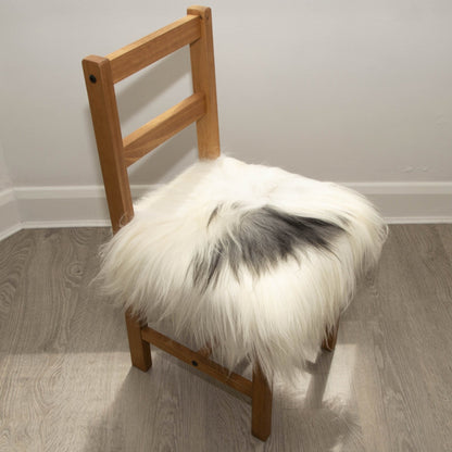 Icelandic Sheepskin Square Seat Cover 37cm White & Natural Grey - ScentiMelti Home Fragrance, Beauty & Gifts UK