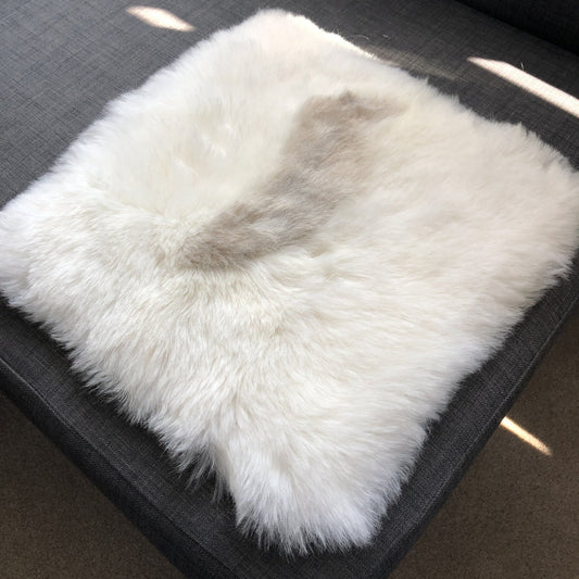 Icelandic Sheepskin Square Seat Cover 37cm White & Natural Grey Shorn Wildash London ScentiMelti Wax Melts