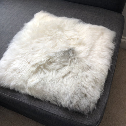 Icelandic Sheepskin Square Seat Cover 37cm White & Natural Grey Shorn Wildash London ScentiMelti Wax Melts