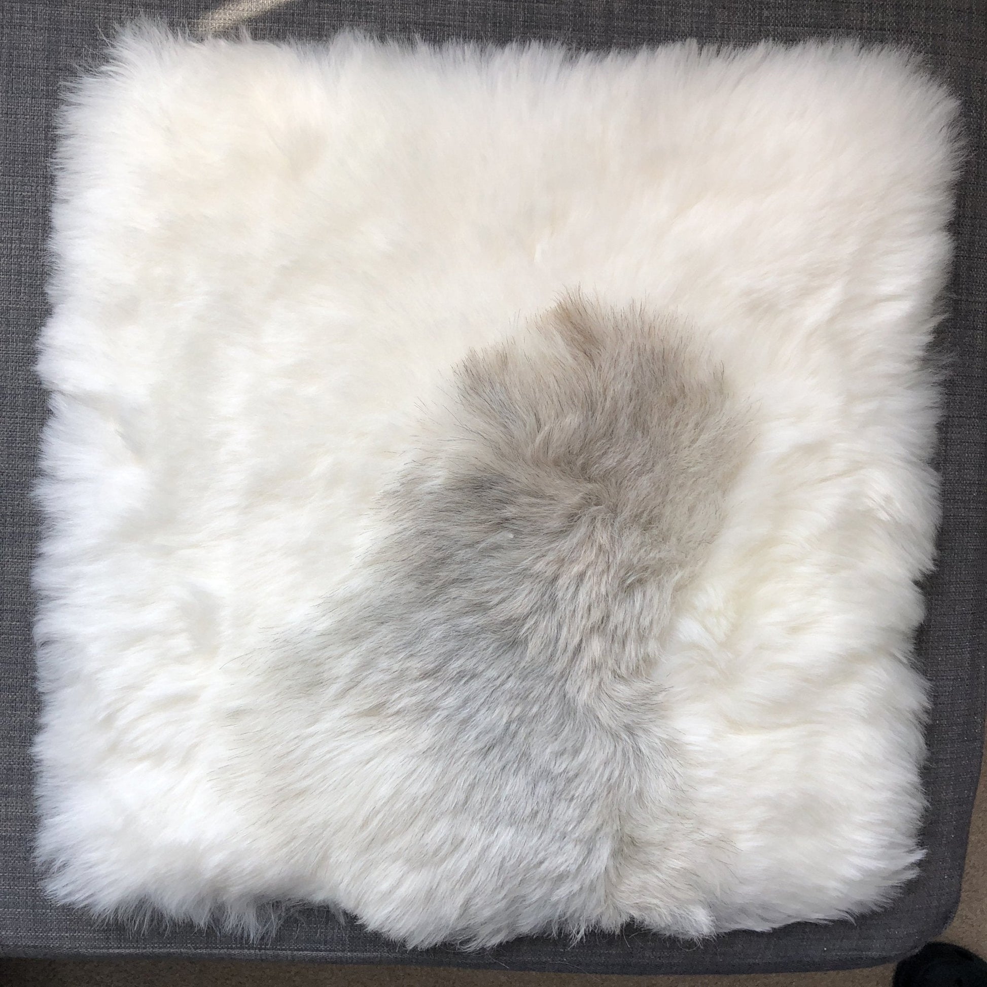 Icelandic Sheepskin Square Seat Cover 37cm White & Natural Grey Shorn Wildash London ScentiMelti Wax Melts