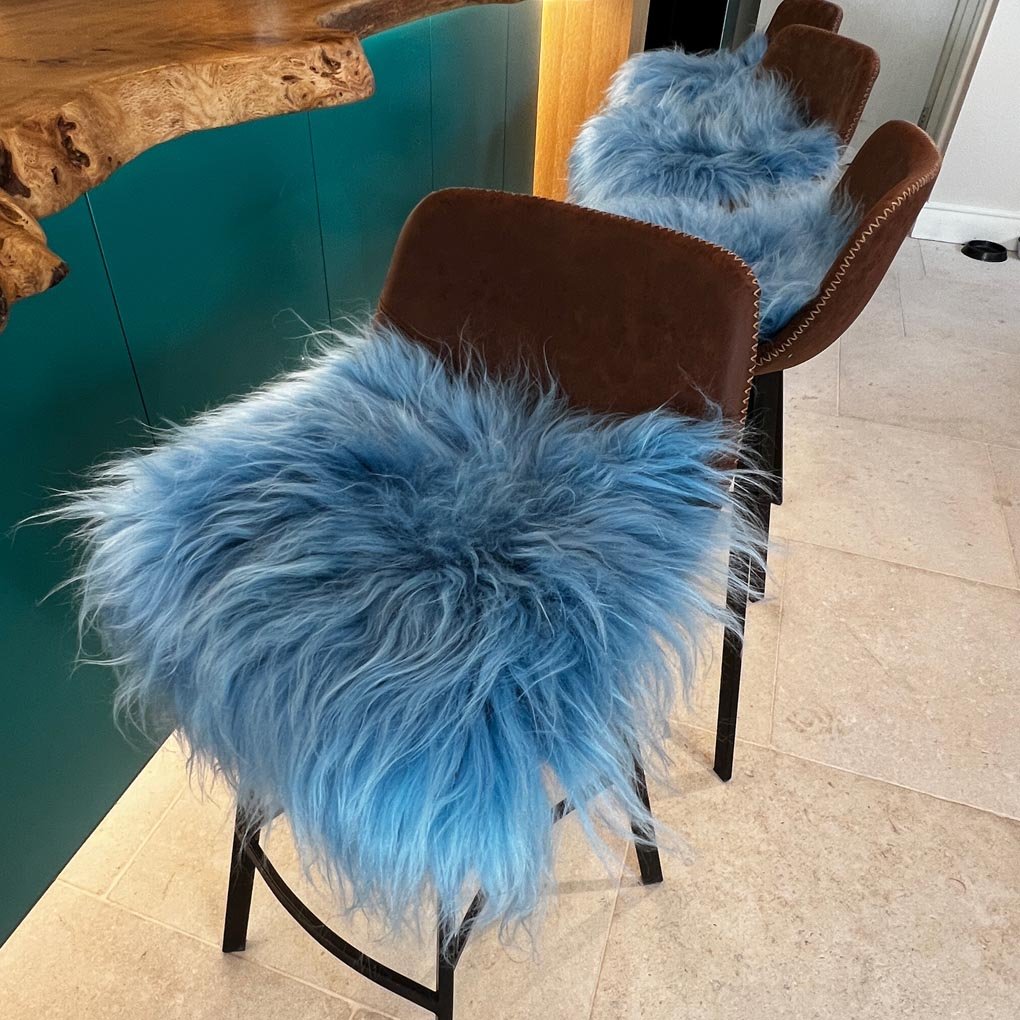 Icelandic Sheepskin Square Seat Cover | Duck Egg Blue Long 37cm Wildash London ScentiMelti Wax Melts