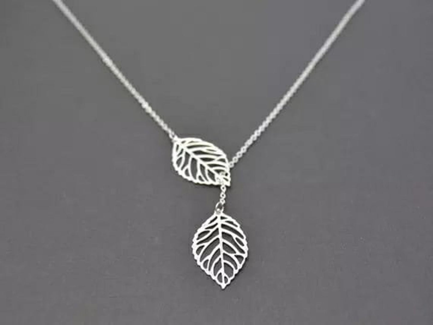 Gold Silver Two Filigree Leaf Y Shape Cross Drop Adjustable Lariat Necklace - ScentiMelti Home Fragrance, Beauty & Gifts UK