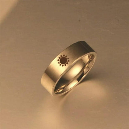 Stainless Steel Couple Moon and Sun Promise Wedding Band Ring Set - ScentiMelti Home Fragrance, Beauty & Gifts UK