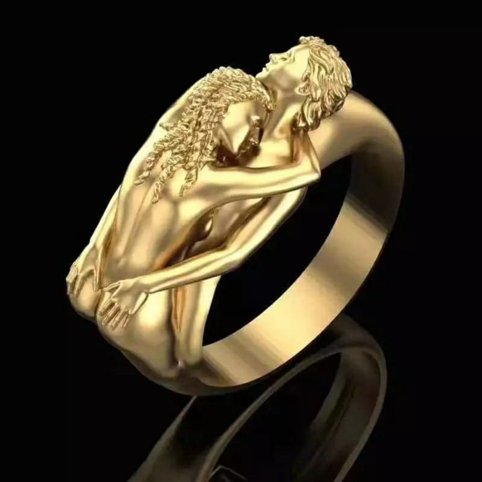 Gold Silver Adam & Eve Love Hug Stackable Couple Ring - ScentiMelti Home Fragrance, Beauty & Gifts UK