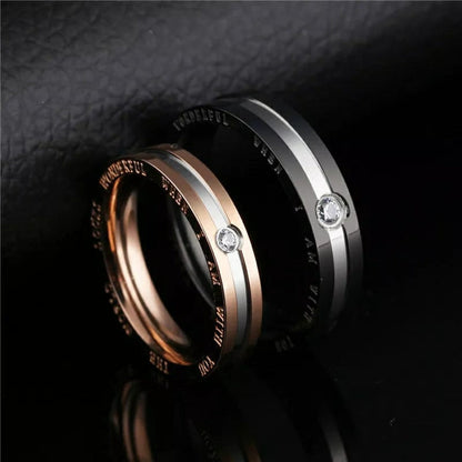 Stainless Steel Couple Black Rose Gold Wedding Band Promise Ring Set - ScentiMelti Home Fragrance, Beauty & Gifts UK