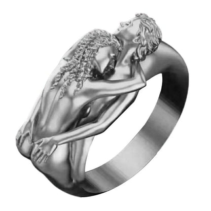 Gold Silver Adam & Eve Love Hug Stackable Couple Ring - ScentiMelti Home Fragrance, Beauty & Gifts UK