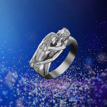 Gold Silver Adam & Eve Love Hug Stackable Couple Ring - ScentiMelti Home Fragrance, Beauty & Gifts UK