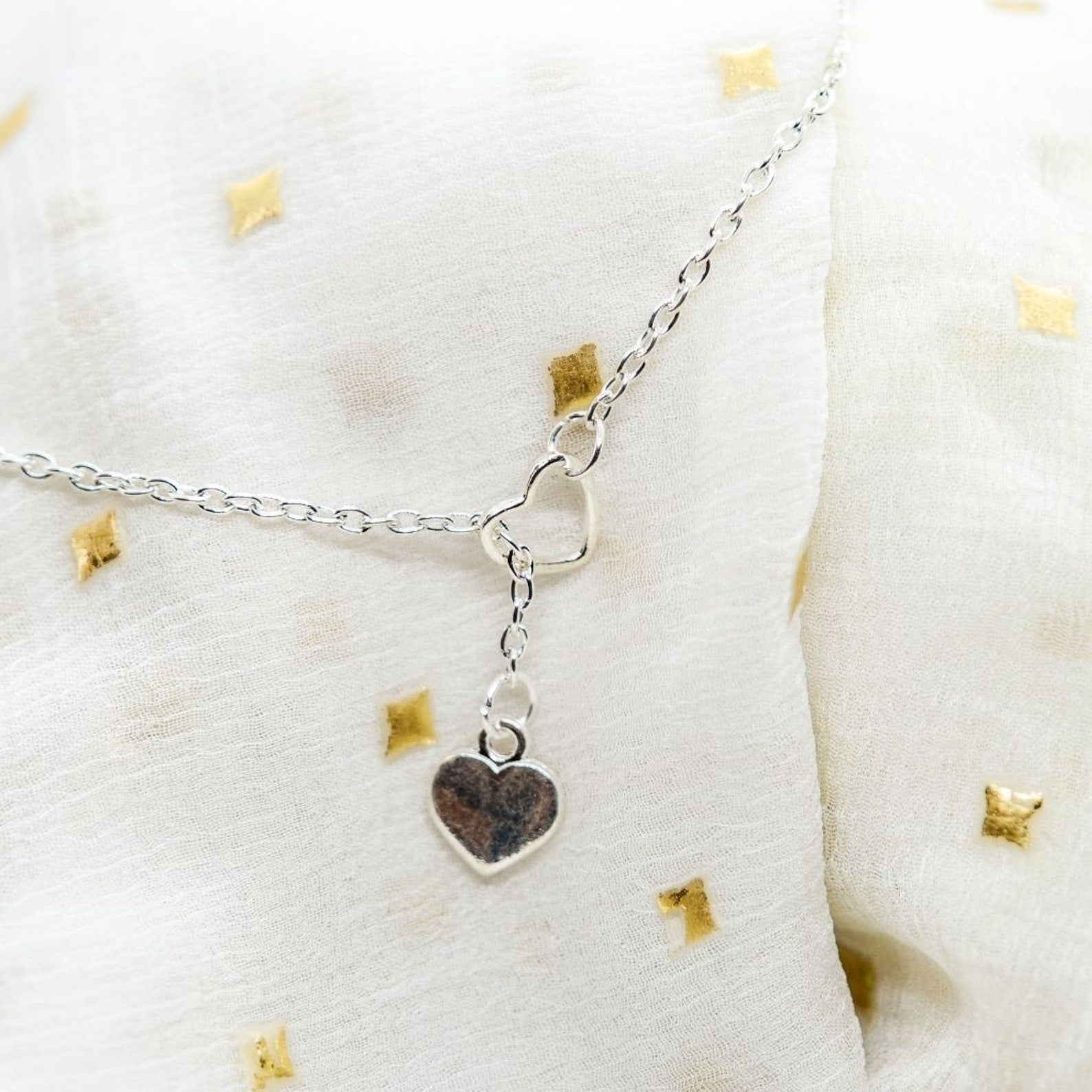 Two Heart Charm Cross Solid Heart Drop Interlock Y Shape Lariat Necklace - ScentiMelti Home Fragrance, Beauty & Gifts UK