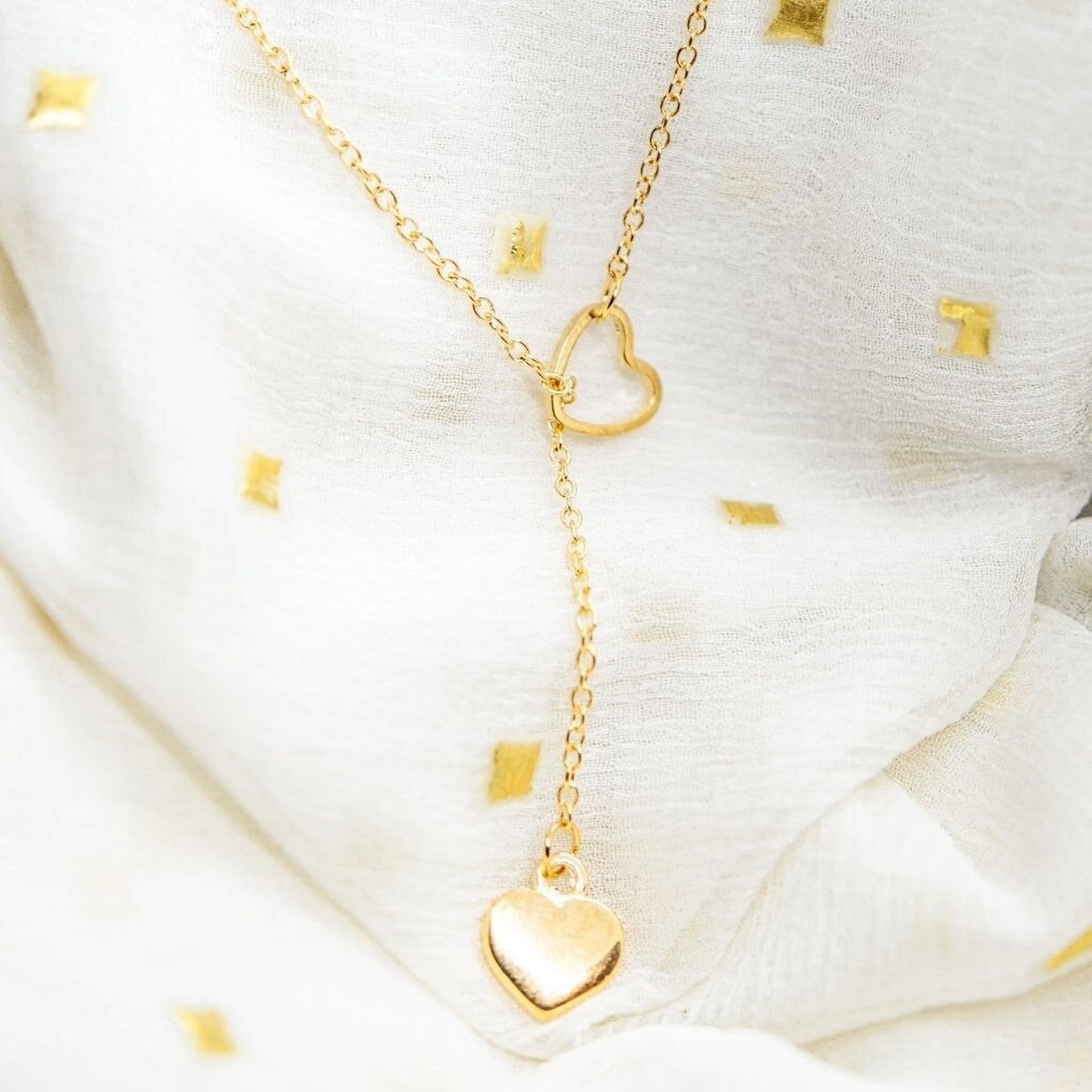 Gold Silver Heart Drop Circle Love Y Shape Lariat Necklace - ScentiMelti Home Fragrance, Beauty & Gifts UK