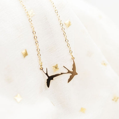 Two Bird Silver &amp; Gold Necklace, Nature Birds Charm, Simple Pendant for women - ScentiMelti Home Fragrance, Beauty & Gifts UK