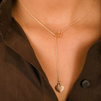 Two Heart Charm Cross Solid Heart Drop Interlock Y Shape Lariat Necklace - ScentiMelti Home Fragrance, Beauty & Gifts UK