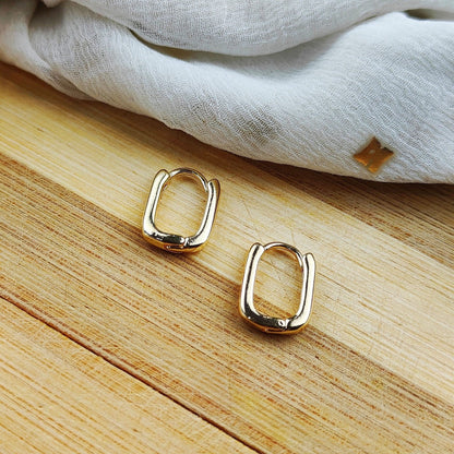 Sterling Silver U Shape Geometric Minimalist Square Huggies Hoop Earrings The Colourful Aura ScentiMelti Wax Melts