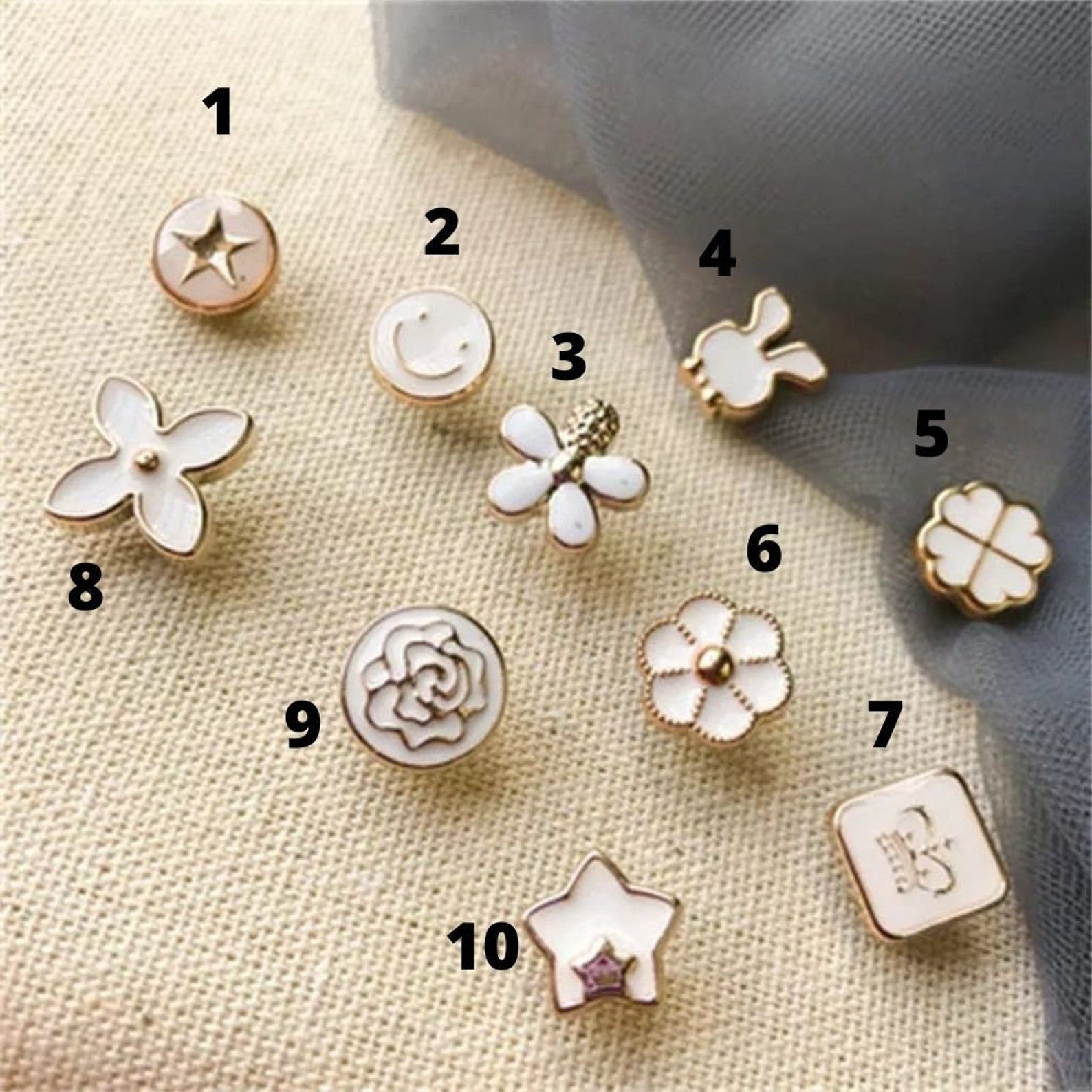 10 Pcs Crystal Decorative Off White Teen Clothing Sweater Cardigan Brooch Pin - ScentiMelti Home Fragrance, Beauty & Gifts UK