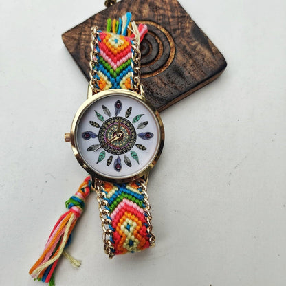 Boho Mandala Dial Jute Braided Bracelet Wrist Watch for Women The Colourful Aura ScentiMelti Wax Melts