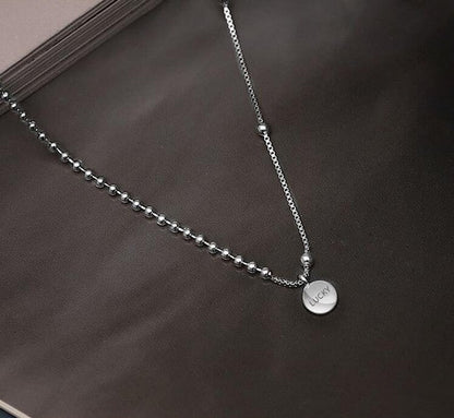 925 Sterling Silver Lucky Charm Minimalist Dainty Dangle Choker Necklace - ScentiMelti Home Fragrance, Beauty & Gifts UK