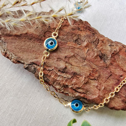 Gold and Silver Evil Eye Charm Beaded Slim Chain Adjustable Lucky Eye Bracelet The Colourful Aura ScentiMelti Wax Melts