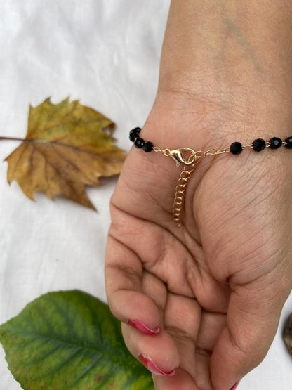 Gold Plated Evil Eye Charm Mangalsutra Black Beaded Indian Nazar Bracelet - ScentiMelti Home Fragrance, Beauty & Gifts UK