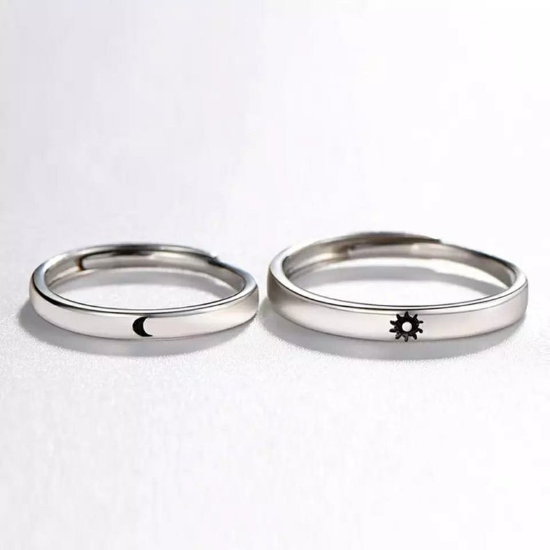 Multi Design Silver Couple Moon and Sun Promise Adjustable Ring set - ScentiMelti Home Fragrance, Beauty & Gifts UK