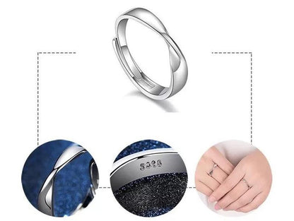 Adjustable Silver Couple Promise Mobius Twist Infinity Ring Set - ScentiMelti Home Fragrance, Beauty & Gifts UK