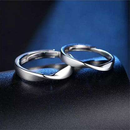 Adjustable Silver Couple Promise Mobius Twist Infinity Ring Set - ScentiMelti Home Fragrance, Beauty & Gifts UK