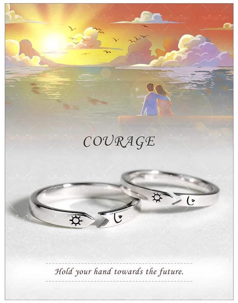 Slim Arrow Adjustable Sun Moon Matching Couple Ring Set - ScentiMelti Home Fragrance, Beauty & Gifts UK