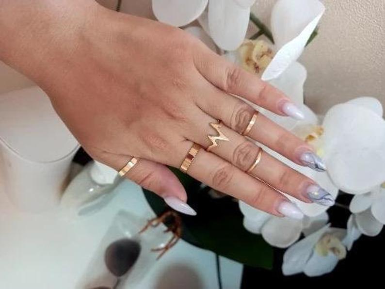 5 Piece Stackable Midi Gold Silver Chevron Knuckle Boho Ring Set - ScentiMelti Home Fragrance, Beauty & Gifts UK