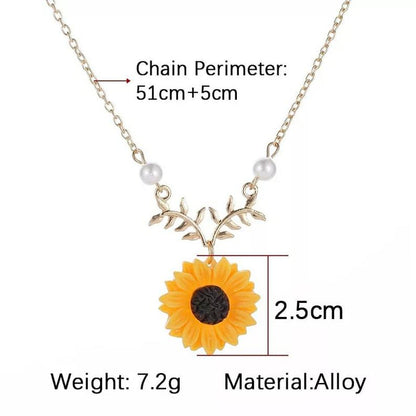 Large Sunflower Daisy Floral Charm Summer Flower Pearl Pendant Necklace - ScentiMelti Home Fragrance, Beauty & Gifts UK