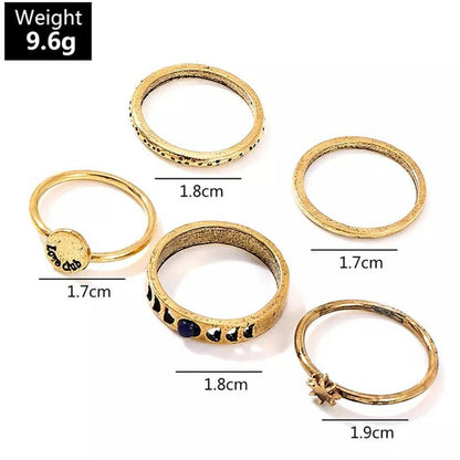 5 Pcs Set Golden Bohemian Vintage Tribal Metallic Fashion Fingers Rings - ScentiMelti Home Fragrance, Beauty & Gifts UK