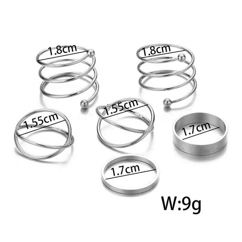 6 Piecs Gold Silver Spring Stacking Boho Thumb Rings Set - ScentiMelti Home Fragrance, Beauty & Gifts UK