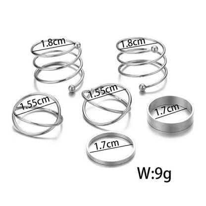 6 Piecs Gold Silver Spring Stacking Boho Thumb Rings Set - ScentiMelti Home Fragrance, Beauty & Gifts UK