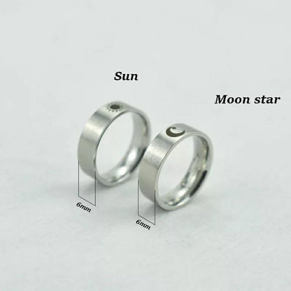 Stainless Steel Couple Moon and Sun Promise Wedding Band Ring Set - ScentiMelti Home Fragrance, Beauty & Gifts UK