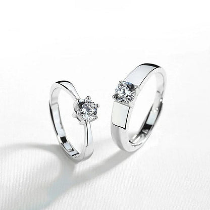 Adjustable Silver Couple His and Her Promise Zircon Rings Set - ScentiMelti Home Fragrance, Beauty & Gifts UK