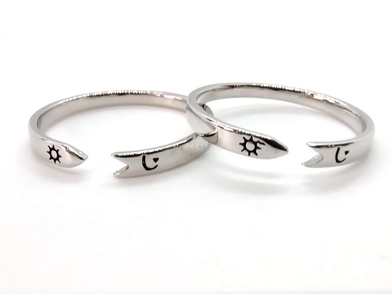 Slim Arrow Adjustable Sun Moon Matching Couple Ring Set - ScentiMelti Home Fragrance, Beauty & Gifts UK