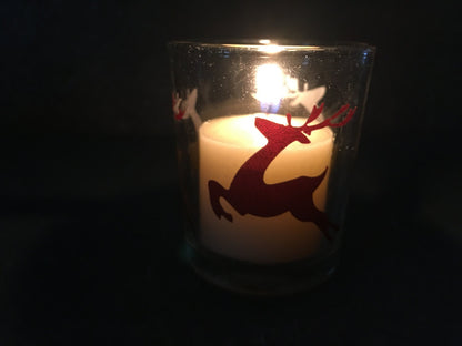 Red Glitter Reindeer Christmas Votive Candles, Pack of 3 Stickers4Walls ScentiMelti Wax Melts