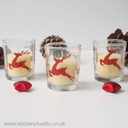 Red Glitter Reindeer Christmas Votive Candles, Pack of 3 Stickers4Walls ScentiMelti Wax Melts