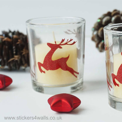 Red Glitter Reindeer Christmas Votive Candles, Pack of 3 Stickers4Walls ScentiMelti Wax Melts