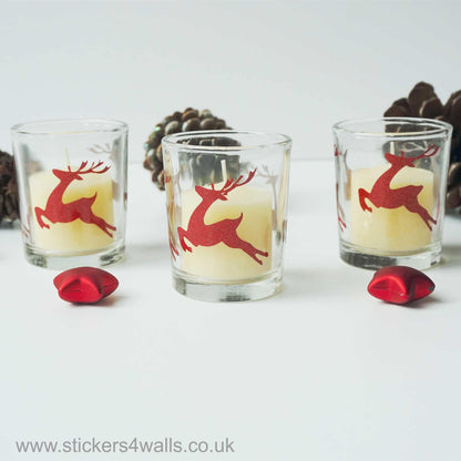 Red Glitter Reindeer Christmas Votive Candles, Pack of 3 Stickers4Walls ScentiMelti Wax Melts