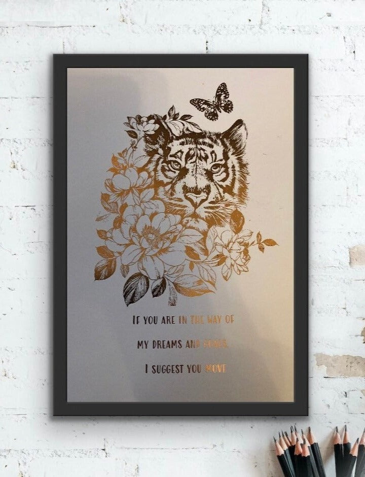 Tiger Quote Foil Print White/Rose Gold Billies Inks ScentiMelti Wax Melts