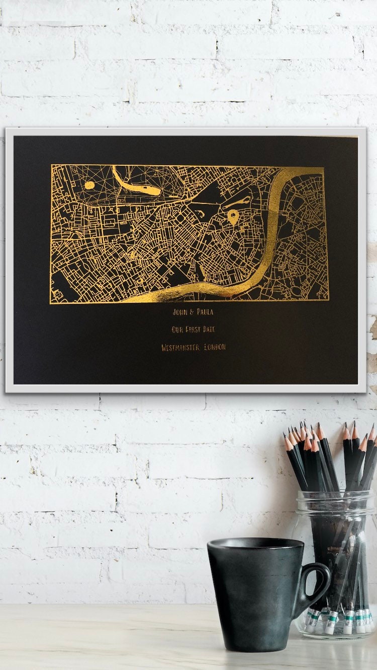 Our First Date Foil Printed Map Black Billies Inks ScentiMelti Wax Melts