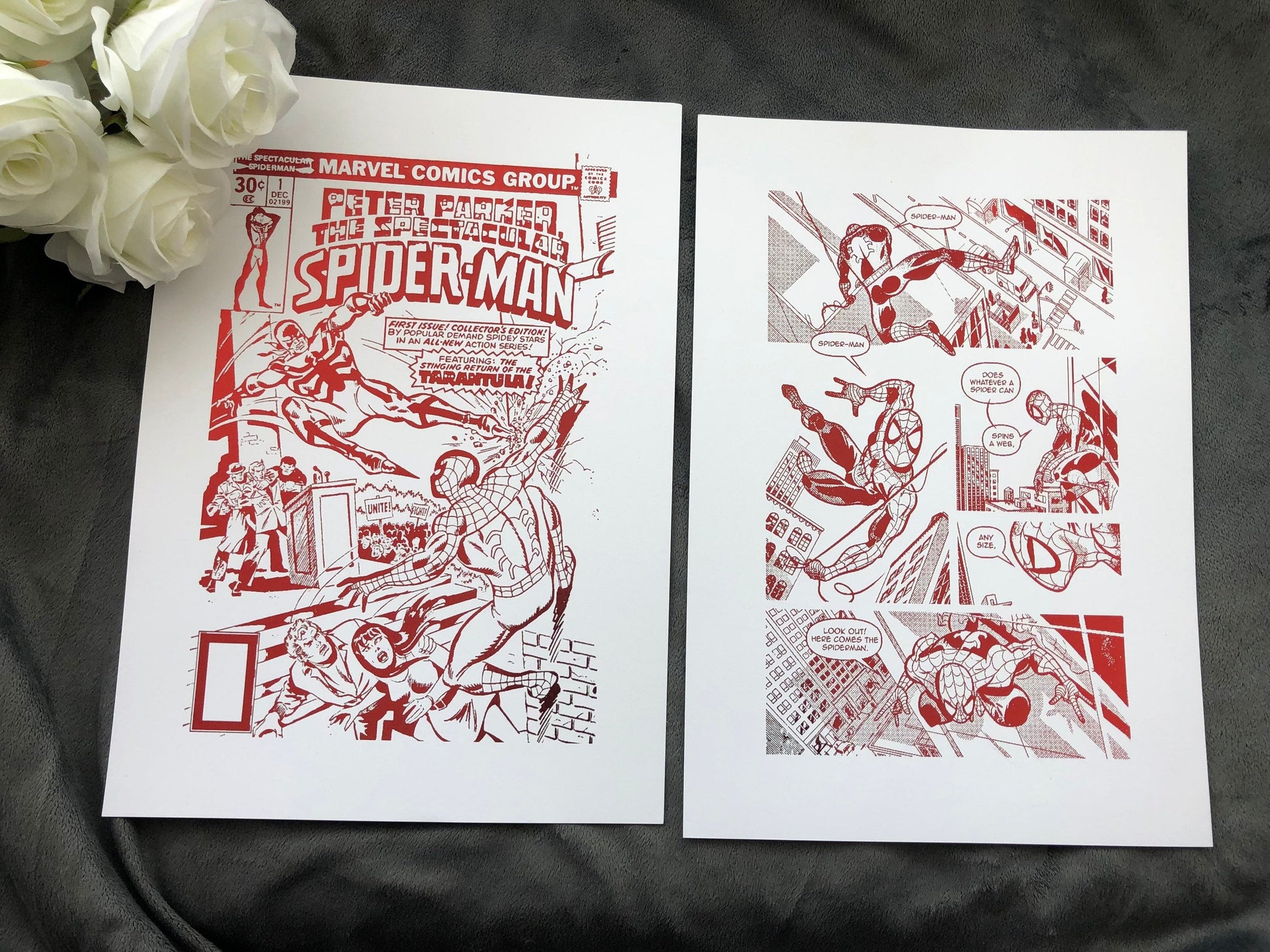 Set of 2 Spider Man Comic Cover & Comic Strip Foil Prints Billies Inks ScentiMelti Wax Melts