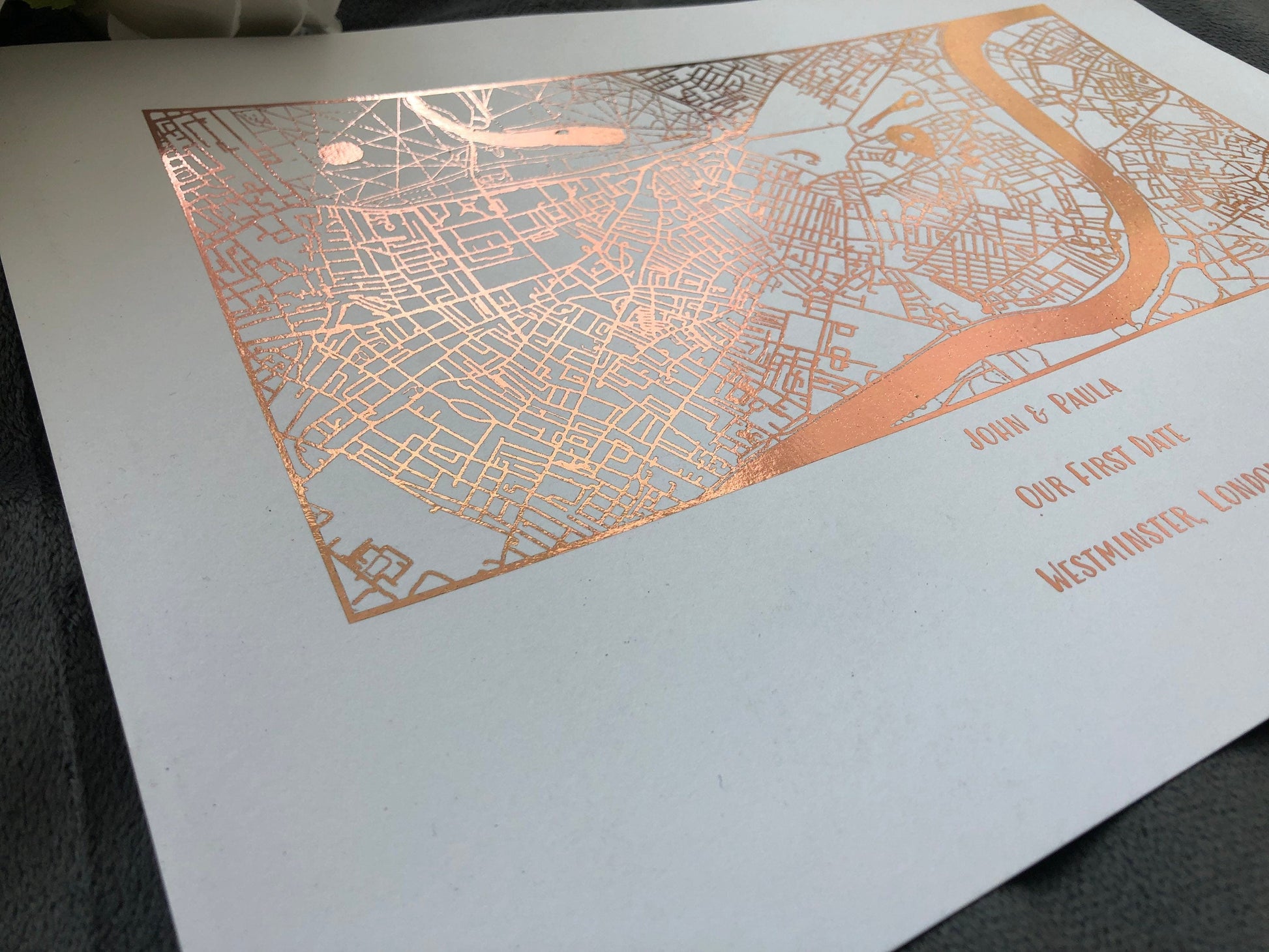 Our First Date Foil Printed Map White Billies Inks ScentiMelti Wax Melts