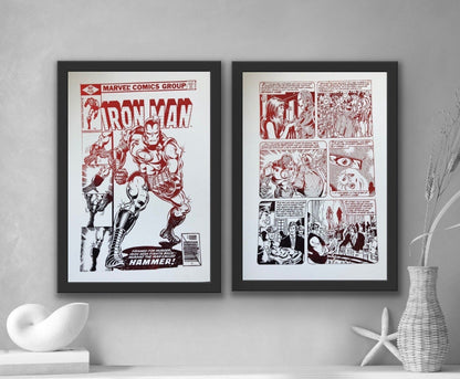 Set of 2 Iron Man Comic Cover & Comic Strip Foil Prints Billies Inks ScentiMelti Wax Melts