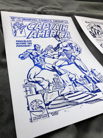 Set of 2 Captain America Comic Cover & Comic Strip Foil Prints Billies Inks ScentiMelti Wax Melts