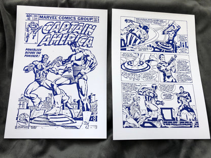 Set of 2 Captain America Comic Cover & Comic Strip Foil Prints Billies Inks ScentiMelti Wax Melts