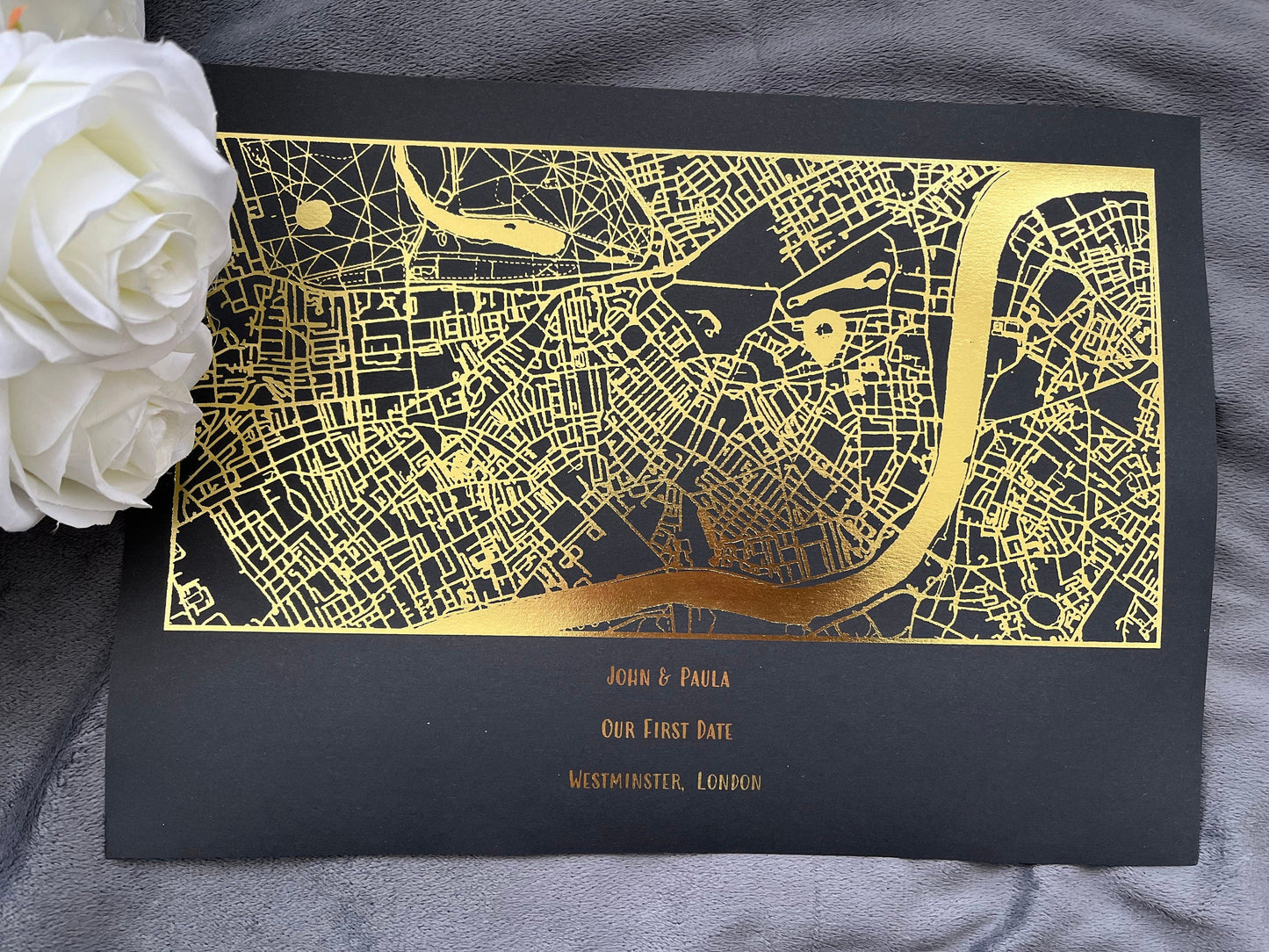 Our First Date Foil Printed Map Black Billies Inks ScentiMelti Wax Melts