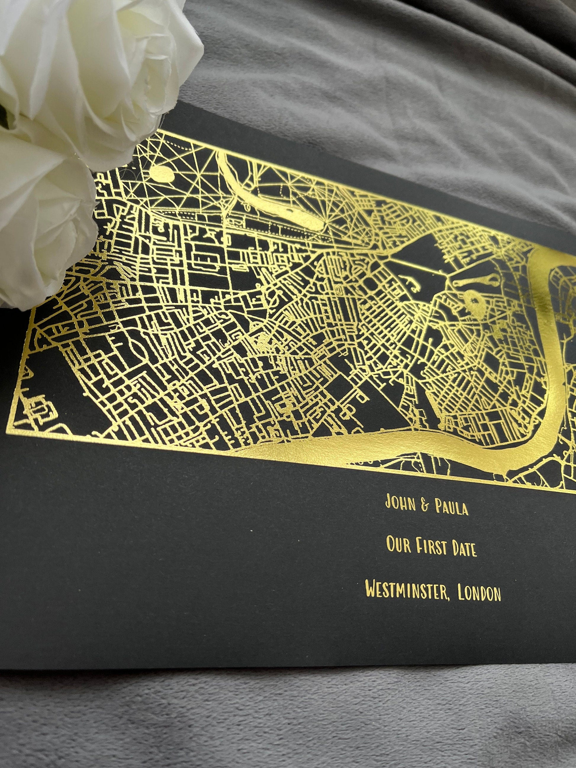 Our First Date Foil Printed Map Black Billies Inks ScentiMelti Wax Melts