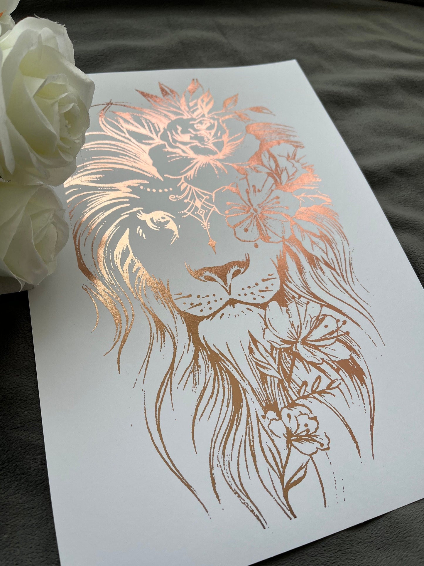 Lion Foil Print White/Rose Gold Billies Inks ScentiMelti Wax Melts